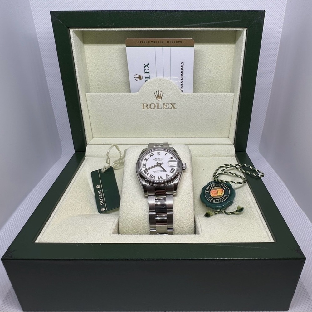 Rolex Datejust 31mm White Roman Dial Steel Oyster Watch 178240 Box Papers 2016